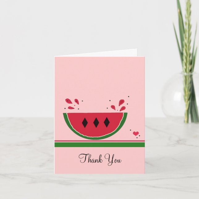 Tarjeta De Agradecimiento Cute Watermelon Gracias (Anverso)