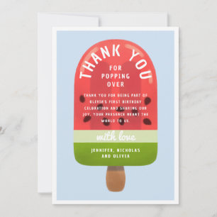 Tarjeta De Agradecimiento Cute Watermelon Popsicle Primer Cumpleaños