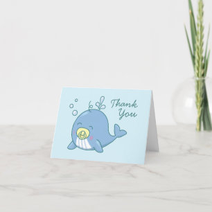 Tarjeta De Agradecimiento Cute Whale Baby Shower Kawaii