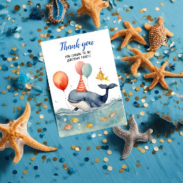 Tarjeta De Agradecimiento Cute Whale Boys Cumpleaños Gracias