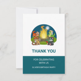 Tarjeta De Agradecimiento Cute Wild Animals Jungle Camping Birthday Party 