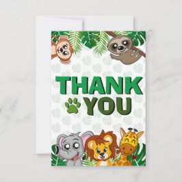 Tarjeta De Agradecimiento Cute Wild One Safari de la Jungla Animales Cumplea