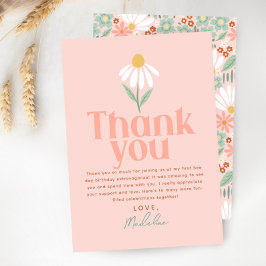 Tarjeta De Agradecimiento Cute Wildflower Daisy Girls Gracias Cumpleaños