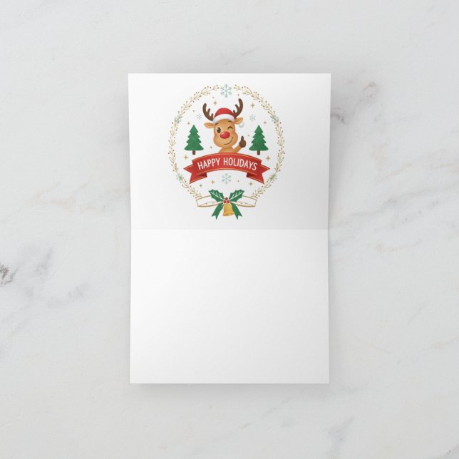 Tarjeta De Agradecimiento Cute Winking Reindeer Happy Holidays Christmas Car (Interior)