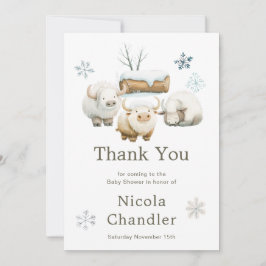 Tarjeta De Agradecimiento Cute Winter Arctic Cow Baby Shower