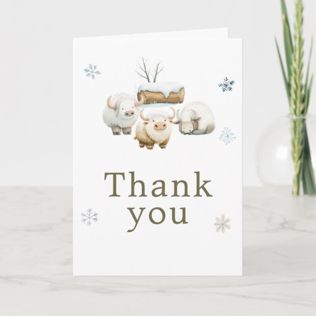 Tarjeta De Agradecimiento Cute Winter Arctic Cow Birthday  (Anverso)