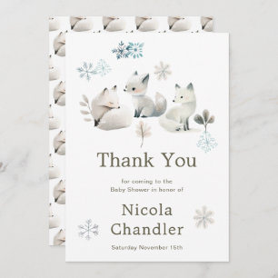 Tarjeta De Agradecimiento Cute Winter Arctic Wolf Baby Shower