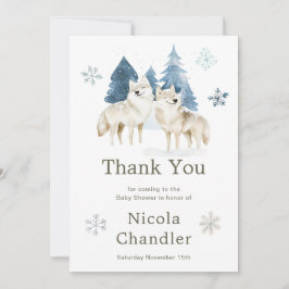 Tarjeta De Agradecimiento Cute Winter Arctic Wolf Baby Shower