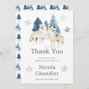 Tarjeta De Agradecimiento Cute Winter Arctic Wolf Baby Shower