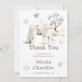 Tarjeta De Agradecimiento Cute Winter Arctic Wolf Baby Shower