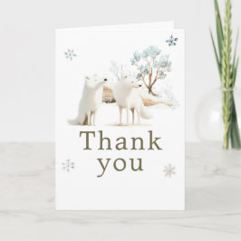 Tarjeta De Agradecimiento Cute Winter Arctic Wolf Birthday Party