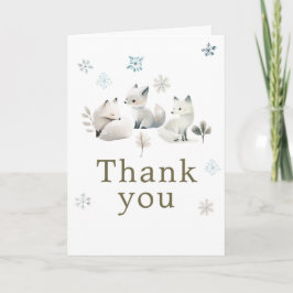 Tarjeta De Agradecimiento Cute Winter Arctic Wolf Birthday Party
