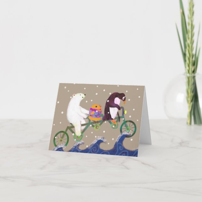 Tarjeta De Agradecimiento Cute Winter Bear and Animal Friends Holiday Card (Anverso)