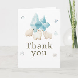 Tarjeta De Agradecimiento Cute Winter Polar Bears Birthday Party