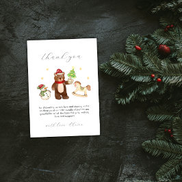 Tarjeta De Agradecimiento Cute Winter Teddy Bear Snowman Toys Baby Shower