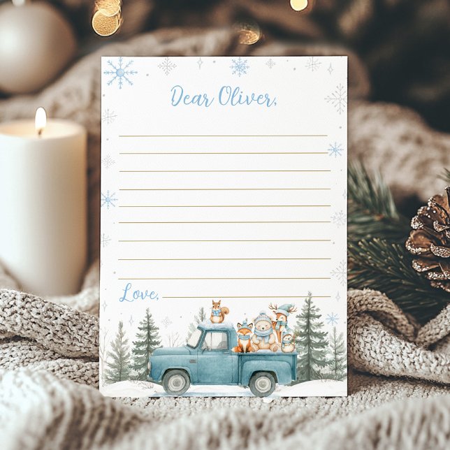 Tarjeta De Agradecimiento Cute Winter Woodland Birthday Time Capsule Card (Subido por el creador)