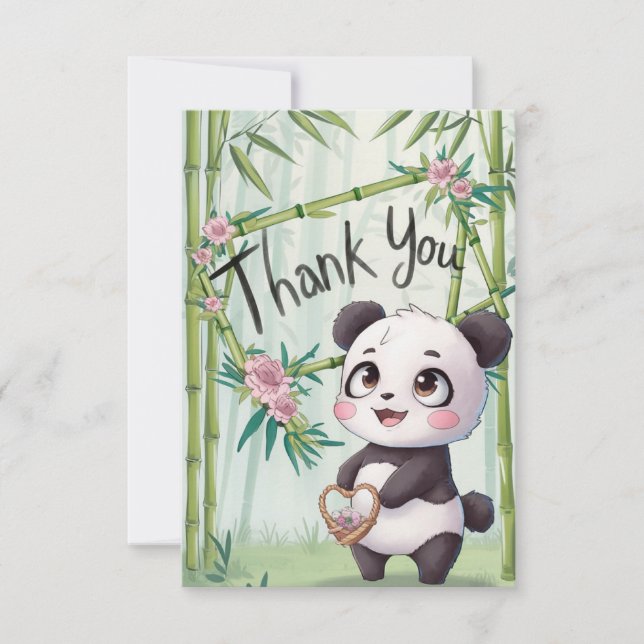 Tarjeta De Agradecimiento Cute Wishes Panda (Anverso)