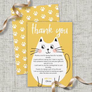 Tarjeta De Agradecimiento Cute Wite Kitty Cat Baby Shower gracias