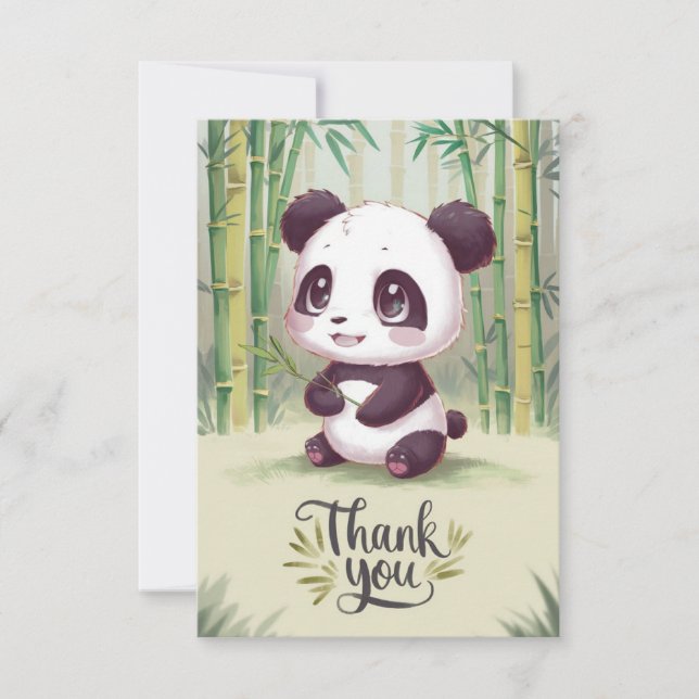 Tarjeta De Agradecimiento Cute Wood Panda (Anverso)