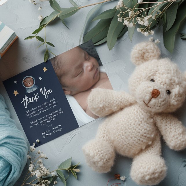 Tarjeta De Agradecimiento Cute Woodland Animal Space Baby Shower (Subido por el creador)