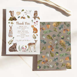 Tarjeta De Agradecimiento Cute Woodland Animales Género Baby Shower Neutral