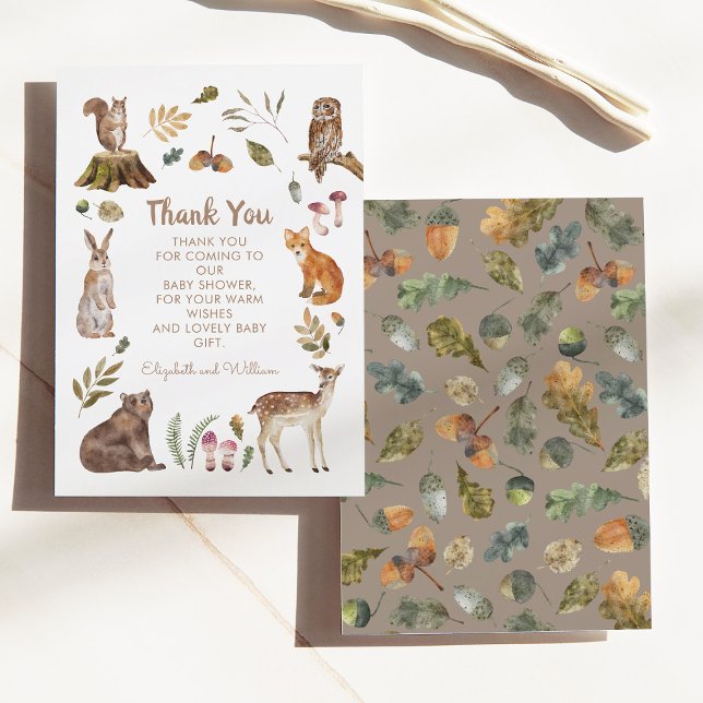 Tarjeta De Agradecimiento Cute Woodland Animales Género Baby Shower Neutral (Subido por el creador)