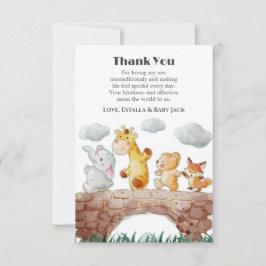 Tarjeta De Agradecimiento Cute Woodland Animals Baby Shower