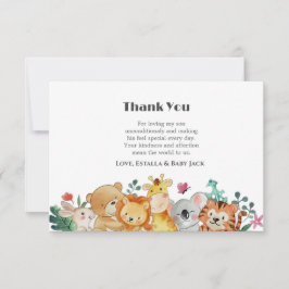 Tarjeta De Agradecimiento Cute Woodland Animals Baby Shower