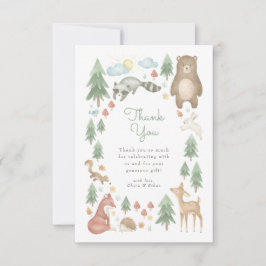 Tarjeta De Agradecimiento Cute Woodland Animals Baby Shower