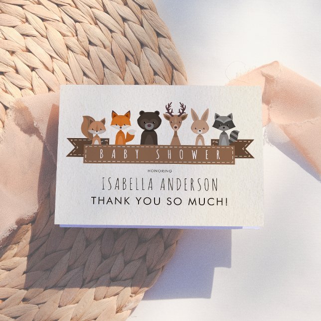 Tarjeta De Agradecimiento Cute Woodland Animals Baby Shower | Gracias (Subido por el creador)