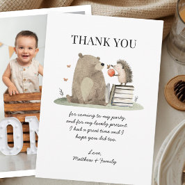 Tarjeta De Agradecimiento Cute Woodland Animals Birthday Photo Thank You