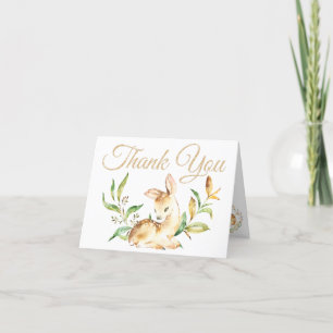 Tarjeta De Agradecimiento Cute Woodland Baby Deer Cumpleaños Gracias