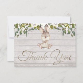 Tarjeta De Agradecimiento Cute Woodland Bunny Rabbit Baby Shower Gracias