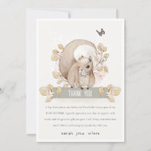 Cute Woodland Forest Floral Squirrel Baby Shower