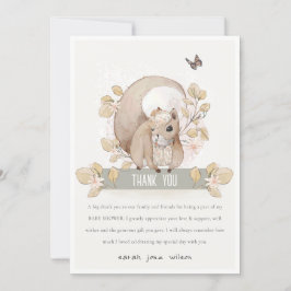 Tarjeta De Agradecimiento Cute Woodland Forest Floral Squirrel Baby Shower