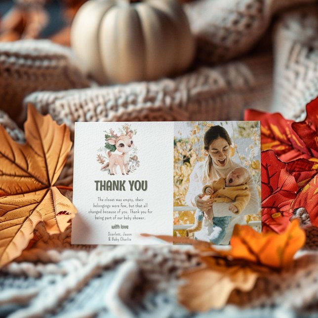 Tarjeta De Agradecimiento Cute Woodland Friends Baby Shower (Subido por el creador)