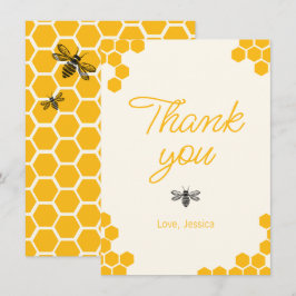 Tarjeta De Agradecimiento Cute Yellow Honeycomb Mommy to Bee Baby Shower