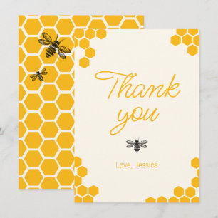 Tarjeta De Agradecimiento Cute Yellow Honeycomb Mommy to Bee Baby Shower