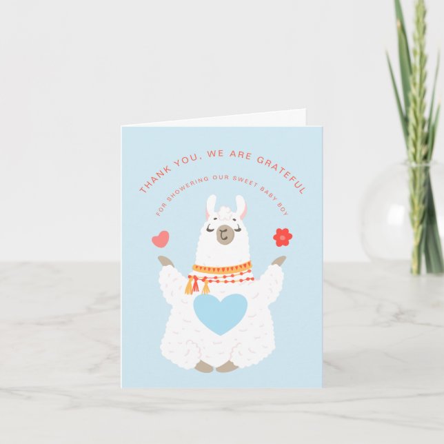 Tarjeta De Agradecimiento Cute Yoga Llama Baby Shower (Anverso)