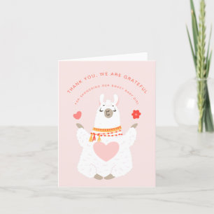 Tarjeta De Agradecimiento Cute Yoga Llama Chica Baby Shower