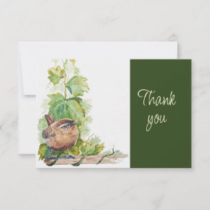 Tarjeta De Agradecimiento Cutenio de reyezuelo pájaro naturaleza acuarela Gr