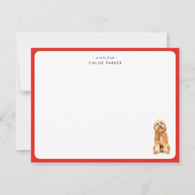 Tarjeta De Agradecimiento CuteRed Border Golden Doodle Christmas Thank you  (Anverso)