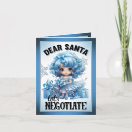 Tarjeta De Agradecimiento Cutie Blue Queridos Santa Navidades