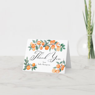 Tarjeta De Agradecimiento Cutie   Naranja Baby Shower Gracias