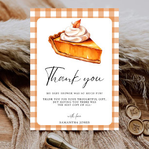 Tarjeta De Agradecimiento Cutie Pie Pumpkin Fall Baby Shower Gingham