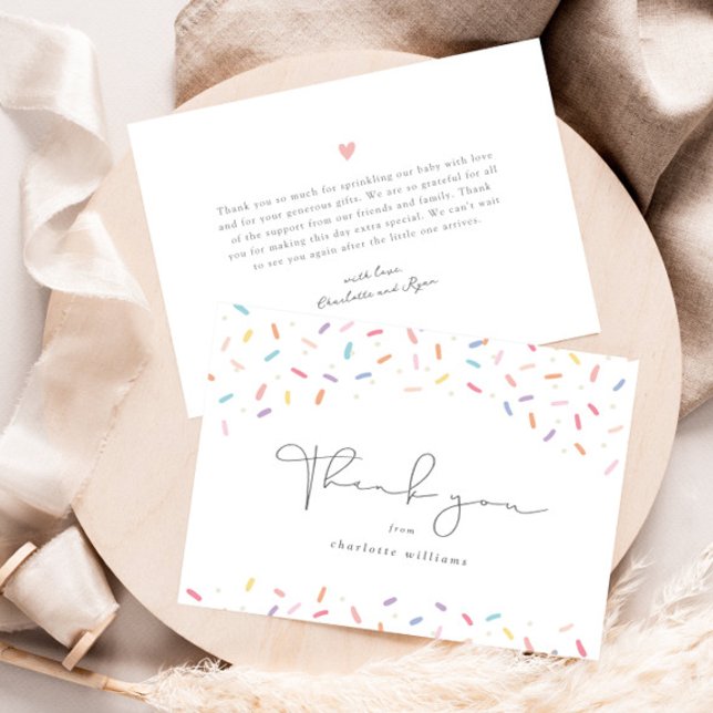 Tarjeta De Agradecimiento Cuto arcoiris Sprinkle Baby Shower (Cute rainbow sprinkle baby shower thank you cards.)