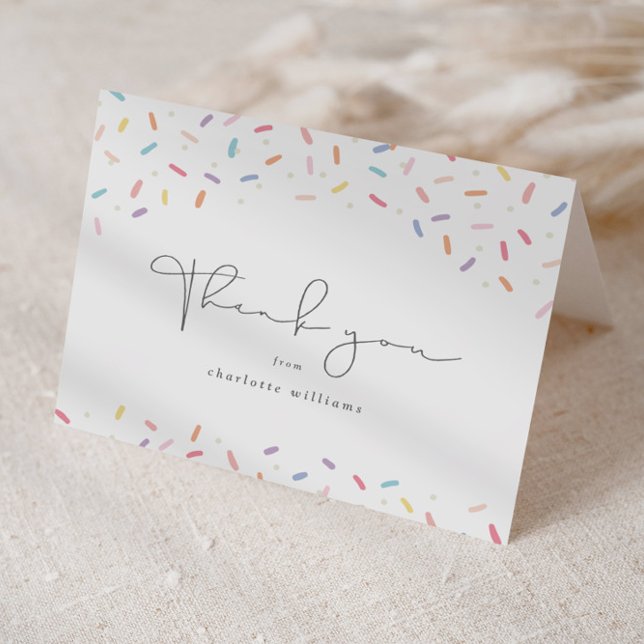 Tarjeta De Agradecimiento Cuto arcoiris Sprinkle Baby Shower (Cute rainbow sprinkle baby shower thank you cards.)