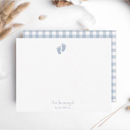 Tarjeta De Agradecimiento Cuto azul de la huella del bebé niño Nursera