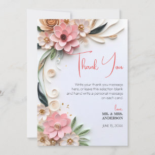 Tarjeta De Agradecimiento Cuto Boda Floral Marco Resumen Quillado de papel