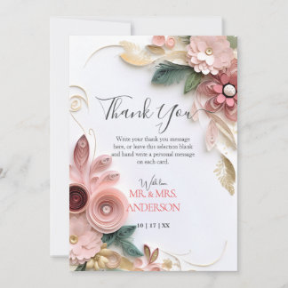 Tarjeta De Agradecimiento Cuto Boda Floral Papel de marco Quillado